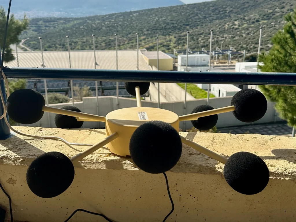 SPHEAR Octopus microphone array deployed on a perimeter wall